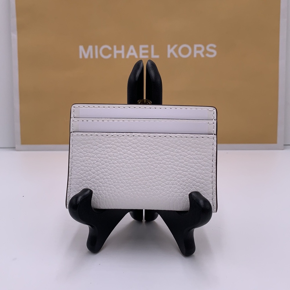 MICHAEL KORS Reed Large Pebbled Leather Card Holder Case Optic White NWT - Picture 3 of 9